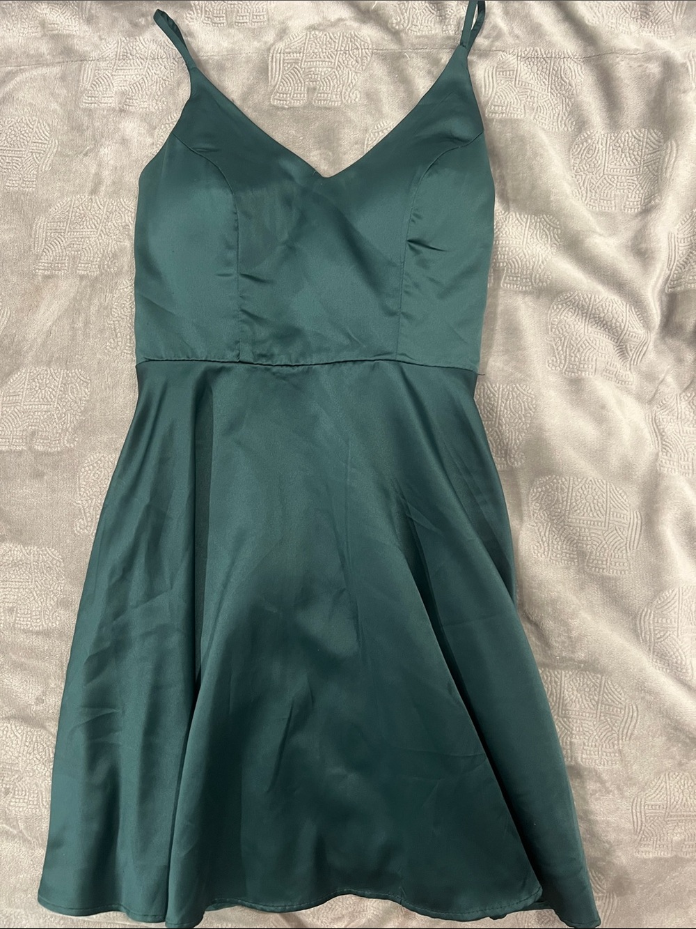 B Darlin Emerald green Spaghetti-Strap A-Line Mini Dress